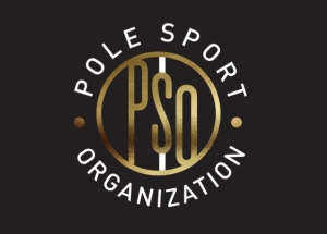Logo with "Pole Sport Organization" and "PSO" in gold text on a black background.