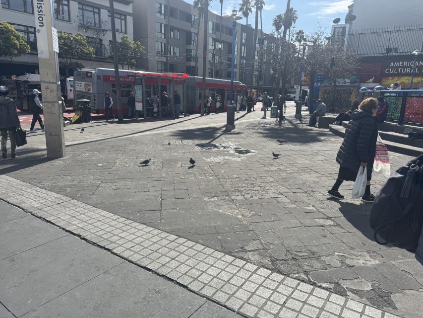 A look of the Southwestern 16th Street BART plaza at noon on Tuesday, March 11, 2025. Photo by Oscar Palma.
