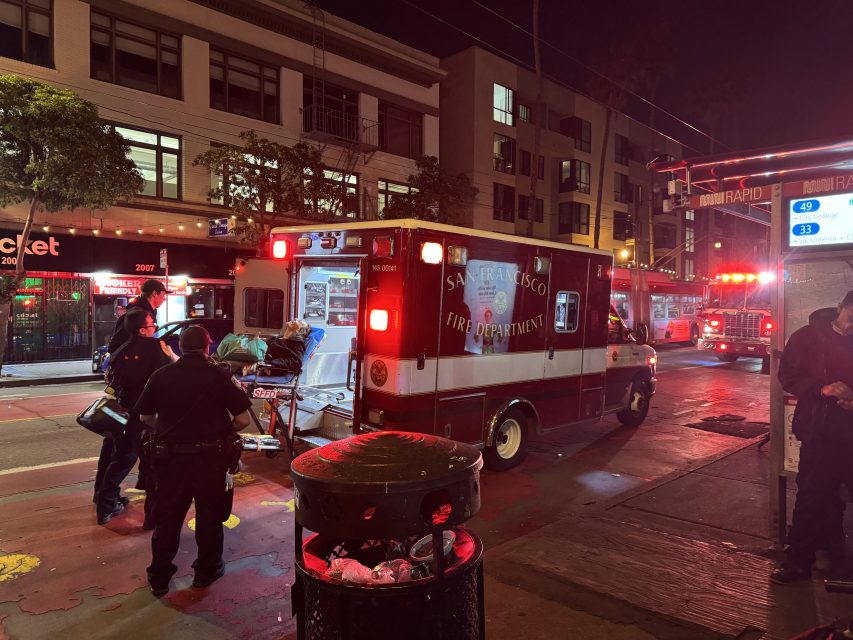 A woman received assistance by paramedics and was later taken on an ambulance on Monday March 10, 2025. Photo by Oscar Palma.
