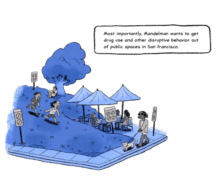 Most importantly, Mandelman wants to get drug use and other disruptive behavior out of public spaces in San Francisco. 