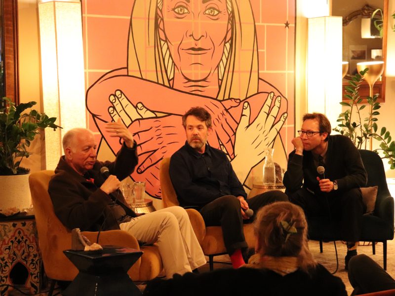 from left to right, Al Casciato, Rob Young and Joe Eskenazi at Manny's on Thursday April 10, 2025. Photo by Marina Newman.