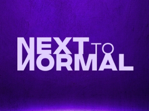 Next to Normal" text in large, bold, white letters against a purple background.