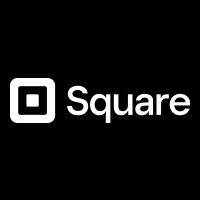 Square logo displayed on a black background, featuring a white square icon next to the word "Square" in white text.