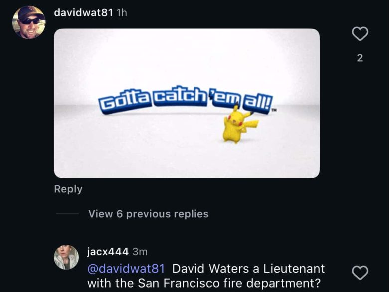 Screenshot of an Instagram post by sfgate about an ICE operation in West Oakland, showing comments including a meme and a critical reply about a fire department member.