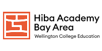Hiba Academy Bay Area logo featuring an abstract orange icon on the left and the text "Hiba Academy Bay Area Wellington College Education" on the right.