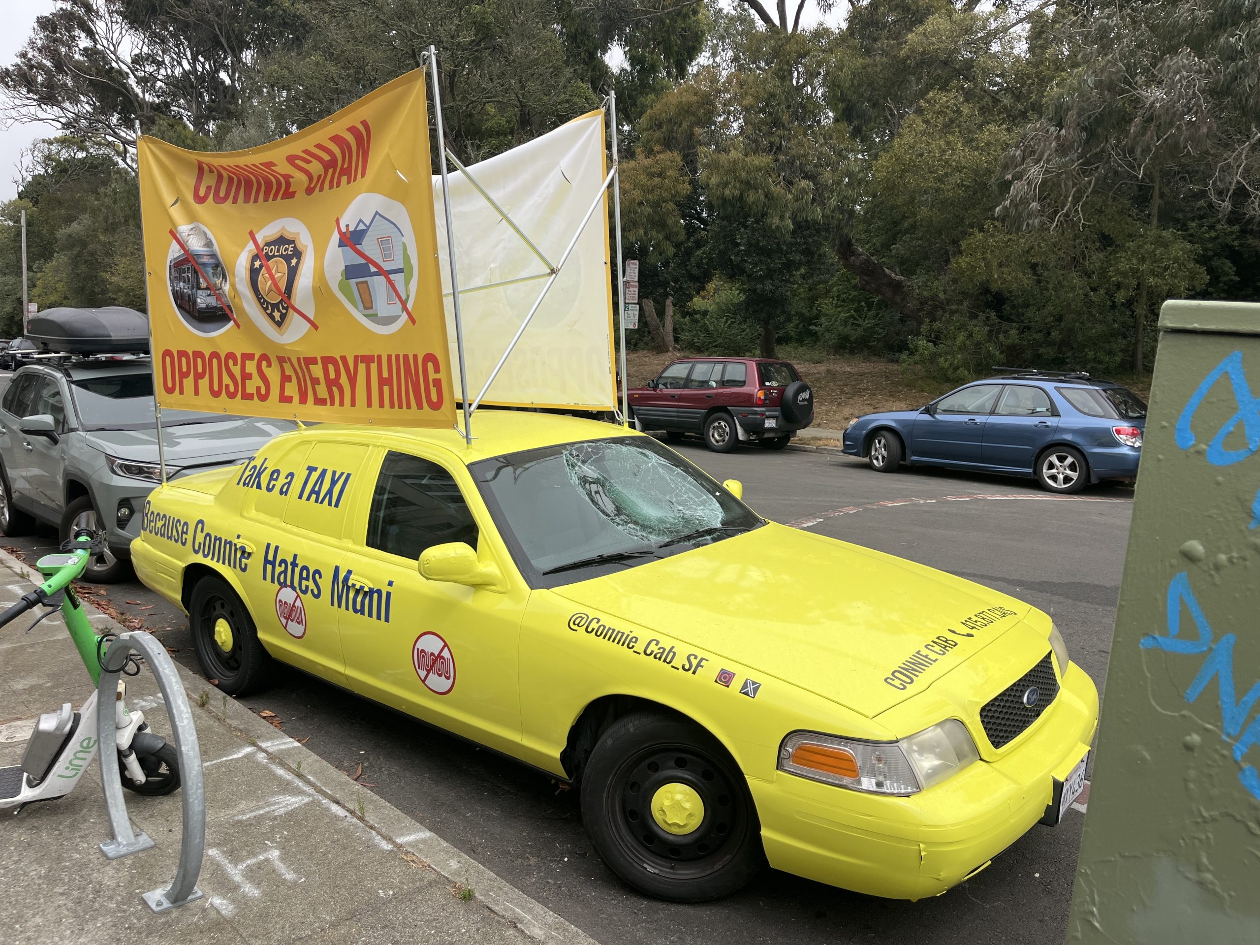 San Francisco police arrest man for allegedly vandalizing anti-Connie Chan taxi